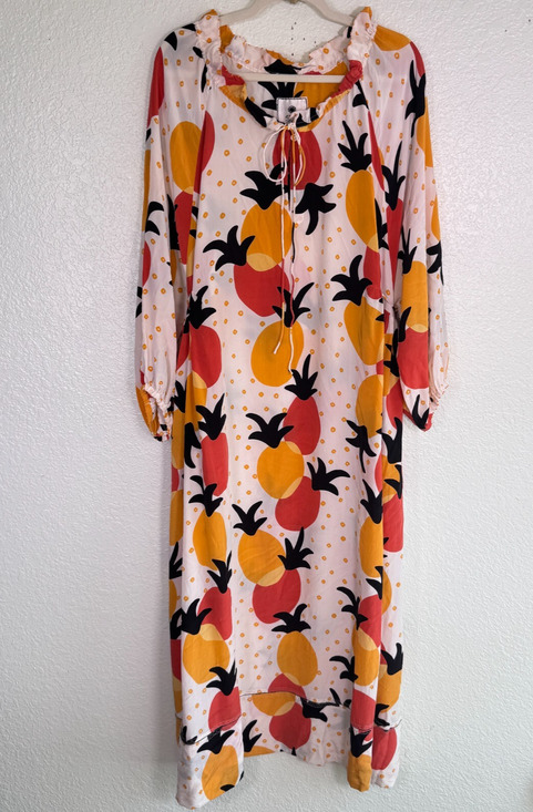 An An Londree Dresses & Skirts - An An Londree Kaftan Womens Small Cover Up Maxi Dress Resort Cruise Pineapple